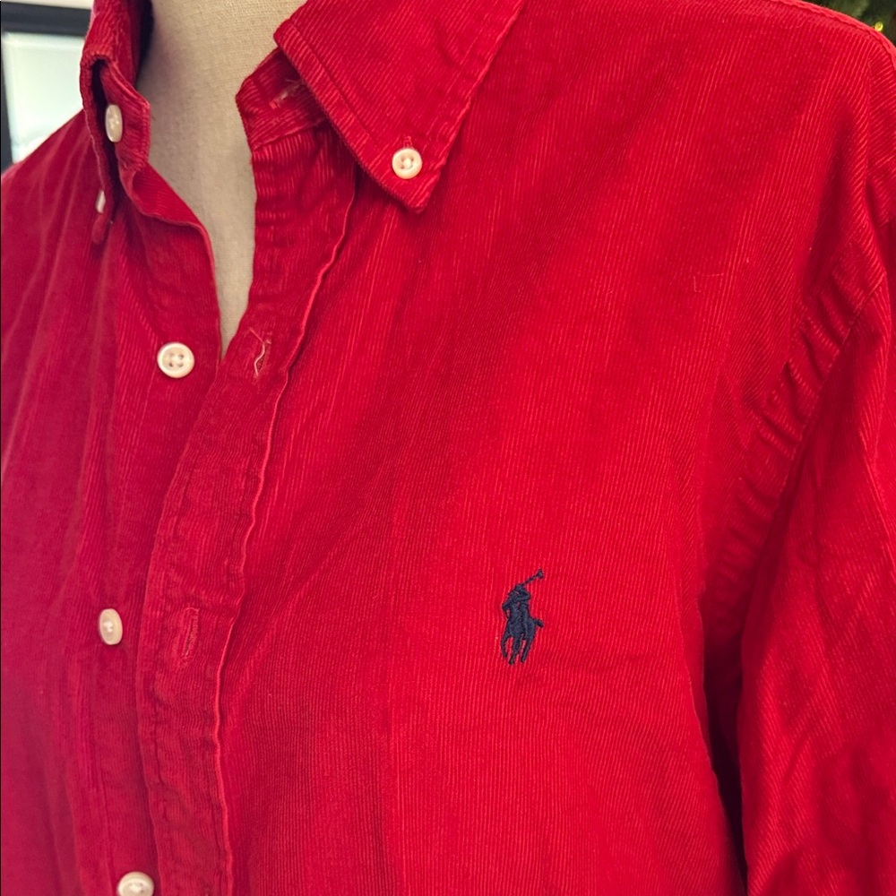 Ralph Lauren Vintage Blue Label 1996 Red courduroy Button Down Shirt